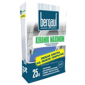 Клей для плитки и керамогранита BERGAUF MAXIMUM PLUS (25 кг)